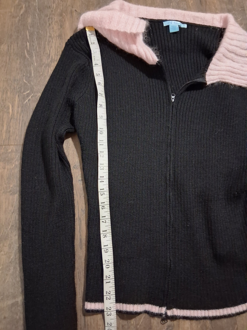 Lili Bleu Black Knit Zip Sweater with Pink Collar XL - Picture 4 of 5